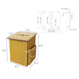 7.6X7.3X9.4" Wall Mounted Wooden Box For Suggestions, Charity, and Fundraising 12151