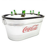 21 X 13 X 9.55" Coca-Cola Insulated Beverage Ice Tub Galvanized Metal Bucket HDPE interior 12176-CC