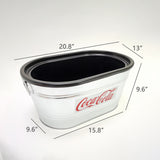 21 X 13 X 9.55" Coca-Cola Insulated Beverage Ice Tub Galvanized Metal Bucket HDPE interior 12176-CC