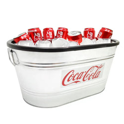 21 X 13 X 9.55" Coca-Cola Insulated Beverage Ice Tub Galvanized Metal Bucket HDPE interior 12176-CC