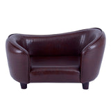 FixtureDisplays Small Pet Sofa Synthetic Leather 18 X 12 Seat Chocolate Brown for Dogs up to 18 lbs 12198