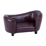 FixtureDisplays Small Pet Sofa Synthetic Leather 18 X 12 Seat Chocolate Brown for Dogs up to 18 lbs 12198