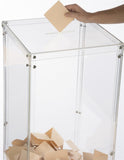 Clear Plexiglass Acrylic Donation Box Fund Raising Stand Display Tithing Box