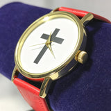 Christian Watch with Cross 13291 RED