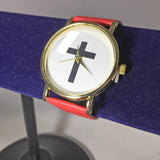 Christian Watch with Cross 13291 RED