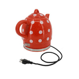 Red Ceramic Electric Kettle with White Polka Dots 1 Liter 1000 Watts 110V