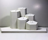 White Leather Wrapped Hexagon Ring Tabletop Display 13794