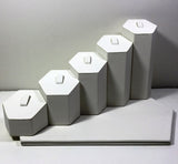 White Leather Wrapped Hexagon Ring Tabletop Display 13794