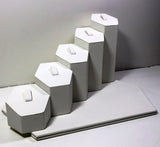 White Leather Wrapped Hexagon Ring Tabletop Display 13794