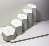 White Leather Wrapped Hexagon Ring Tabletop Display 13794