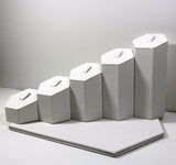 White Leather Wrapped Hexagon Ring Tabletop Display 13794