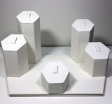 White Leather Wrapped Hexagon Ring Tabletop Display 13794