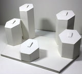 White Leather Wrapped Hexagon Ring Tabletop Display 13794