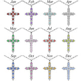 Forever Silver Plated Birthstone Cross Necklace 12 Options 14000