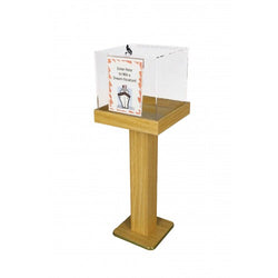 Wood Acrylic Large Floor Standing Tithing Box Offering Box with Sign Holder