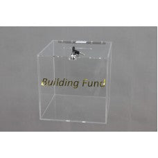 12 Plexiglass Cube Donation Box with Lock and 2 Keys 14301BOX