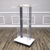 Clear Acrylic Plexiglass Podium Metal Corners Church Pulpit Lectern Funeral 14306