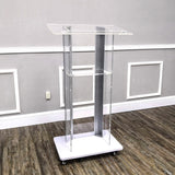 Clear Acrylic Plexiglass Podium Metal Corners Church Pulpit Lectern Funeral 14306