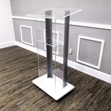Clear Acrylic Plexiglass Podium Metal Corners Church Pulpit Lectern Funeral 14306