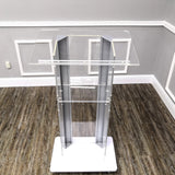 Clear Acrylic Plexiglass Podium Metal Corners Church Pulpit Lectern Funeral 14306