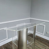 Clear Acrylic Plexiglass Podium Curved Aluminum Sides Pulpit Lectern 14307