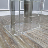 Clear Acrylic Plexiglass Podium Curved Aluminum Sides Pulpit Lectern 14307