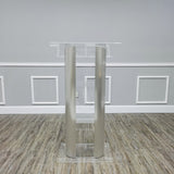 Clear Acrylic Plexiglass Podium Curved Aluminum Sides Pulpit Lectern 14307