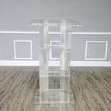 Clear Acrylic Plexiglass Podium Curved Aluminum Sides Pulpit Lectern 14307