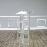 Clear Acrylic Plexiglass Podium Curved Aluminum Sides Pulpit Lectern 14307