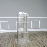 Clear Acrylic Plexiglass Podium Curved Aluminum Sides Pulpit Lectern 14307