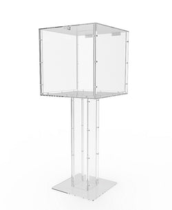 15x15x38" Clear Plexiglass Large Floor Standing Tithing Box Offering Box Ballot Box 14316