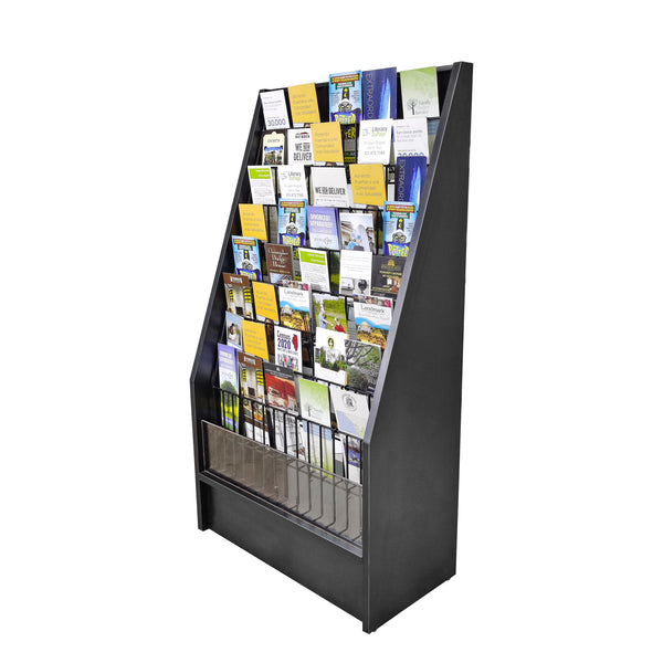 Literature Rack Brochure Holder Leaflet Coupon Stand Travel Information Kiosk 1453BLACK