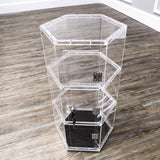 Clear Cabinet Plexiglass Acrylic Spin Display Showcase Jewewlry, Collectible