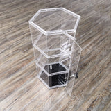 Clear Cabinet Plexiglass Acrylic Spin Display Showcase Jewewlry, Collectible