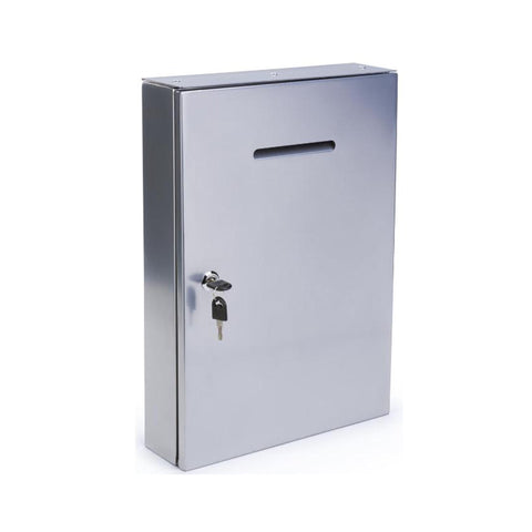 Metal Box Mail box Secure Collection Box Ticket Box,Easy Wall Mount 14785 Silver