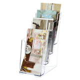 4 Tier Leaflet Holder Tri fold Literature Holder Clear Acrylic Wall Mountable