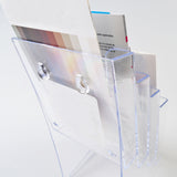 4 Tier Leaflet Holder Tri fold Literature Holder Clear Acrylic Wall Mountable