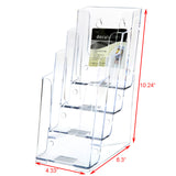 4 Tier Leaflet Holder Tri fold Literature Holder Clear Acrylic Wall Mountable