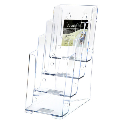 4 Tier Leaflet Holder Tri fold Literature Holder Clear Acrylic Wall Mountable