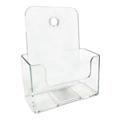 1 Tier Leaflet Holder Bi-fold 6" Literature Holder Clear Acrylic Wall Mountable 14913