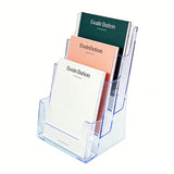 Three Tier Leaflet Holder 8.5x11" Literature Holder Clear Acrylic Wall Mountable 14917