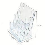 Three Tier Leaflet Holder 8.5x11" Literature Holder Clear Acrylic Wall Mountable 14917