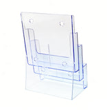 Three Tier Leaflet Holder 8.5x11" Literature Holder Clear Acrylic Wall Mountable 14917