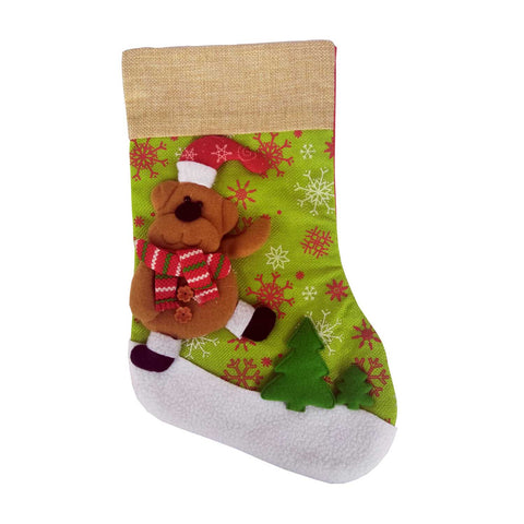 14X9 Xmas Stocking Sack Santa Christmas Gift Hanging Gift Stocking Teddy Bear