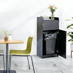 26 Gallon Black Trash Can Garbage Waste Bin Container Heavy Duty Receptacle 15052