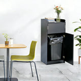 Commercial Trash Bin Receptacle Cabinet w Hinged Door Tray Top 26 Gal 15052+119232