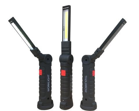 Fold LED Flashlight Rechargeable Worklight Magnet Hook Safe Emergency Camp HVAC