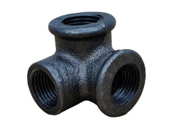 Black Pipe Flange 1/2 3 Way Connector Rustic Industrial Vintage Shelf Tube Part