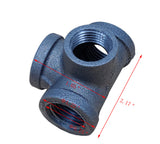 Black Pipe Flange 1/2 4 Way Connector Rustic Industrial Vintage Shelf Tube Part