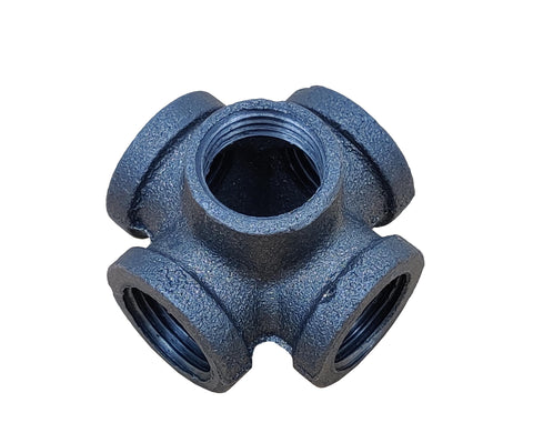 Black Pipe Flange 1/2 5 Way Connector Rustic Industrial Vintage Shelf Tube Part